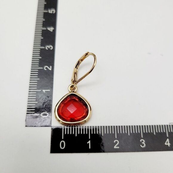 Brand New Anne Klein Red Stone Gold Tone Earrings - Picture 5 of 5